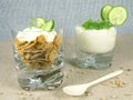 Yogurt with cucumber and watercress Royalty Free Stock Photo