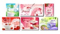 Yogurt Dairy Food Promotional Banners Set Vector Royalty Free Stock Photo