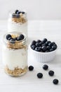 Yogurt with fresh blueberries and cereals Royalty Free Stock Photo
