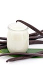 Yogurt and fresh vanilla beans Royalty Free Stock Photo