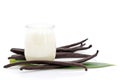 Yogurt and fresh vanilla beans Royalty Free Stock Photo