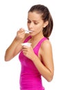 Yogurt girl Royalty Free Stock Photo