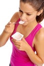 Yogurt girl Royalty Free Stock Photo