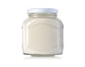 Yogurt in a glass jar with a lid isolated Royalty Free Stock Photo