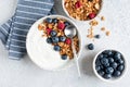 Yogurt granola bowl with blueberries