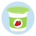 Yogurt healthy cream milk product in plastic container. Flat style