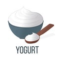 Yogurt. Healthy Food Style, Concept Icon and Label. Natural Probiotics Symbol, Icon and Badge. Cartoon Vector illustration