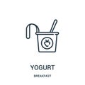 yogurt icon vector from breakfast collection. Thin line yogurt outline icon vector illustration. Linear symbol for use on web and