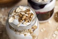 yogurt made from milk with walnuts and muesli