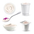 Yogurt Milky Cream Breakfast Dessert Set Vector