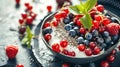 Yogurt with mixed berries and chia seeds,. AI Generated