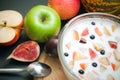 Yogurt mixed with fruit pieces Royalty Free Stock Photo