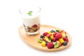 yogurt with mixed fruit (strawberry, blueberries, raspberry, kiwi, mango) Royalty Free Stock Photo