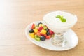 yogurt with mixed fruit (strawberry, blueberries, raspberry, kiwi, mango Royalty Free Stock Photo