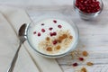 Yogurt with muesli and fruit for breakfast Royalty Free Stock Photo