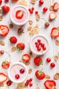 Yogurt with organic fresh fruits. Delicious and healthy breakfast Royalty Free Stock Photo