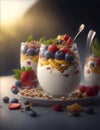 yogurt parfait with fruits and granola