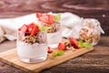 Yogurt parfait with strawberries Royalty Free Stock Photo