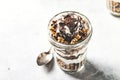 Yogurt parfait with granola, chocolate and ice cream Royalty Free Stock Photo