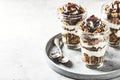 Yogurt parfait with granola, chocolate and ice cream Royalty Free Stock Photo