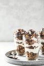 Yogurt parfait with granola, chocolate and ice cream Royalty Free Stock Photo