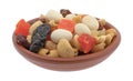 Yogurt raisin trail mix in a small bowl Royalty Free Stock Photo