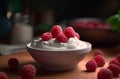 Yogurt raspberry bowl kitchen. Generate Ai