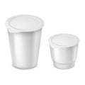 Yogurt round plastic cups with foil lid vector