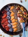 Yogurt smoothie bowl with berries, nuts, chia Royalty Free Stock Photo