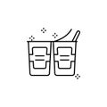 Yogurt spoon label icon. Simple line, outline vector of grocery icons for ui and ux, website or mobile application