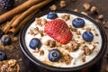 Yogurt with Strawberry, Blueberries and Muesli Royalty Free Stock Photo