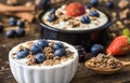 Yogurt with Strawberry, Blueberries and Muesli Royalty Free Stock Photo