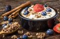 Yogurt with Strawberry, Blueberries and Muesli Royalty Free Stock Photo