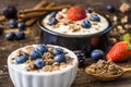 Yogurt with Strawberry, Blueberries and Muesli Royalty Free Stock Photo