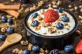 Yogurt with Strawberry, Blueberries and Muesli Royalty Free Stock Photo