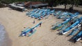 Yogyakarta, Indonesia - Dec 13, 2020 : Indonesian fishing boat base on a beach in Yogyakarta