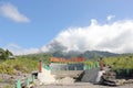 Daytime atmosphere in the kaliadem bunker area, with the background of mount merapi covered in clouds.