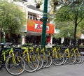 Yogyakarta,Indonesia - January 12, 2023 : Jogjabike bicycle rental in the Malioboro tourist area