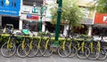 Yogyakarta,Indonesia - January 12, 2023 : Jogjabike bicycle rental in the Malioboro tourist area