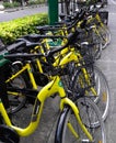 Yogyakarta,Indonesia - January 12, 2023 : Jogjabike bicycle rental in the Malioboro tourist area