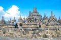 Unidentified people visit Borobudur Temple where is the historical Buddhist relic founded Yogyakarta ,Java ,Indonesia. Royalty Free Stock Photo