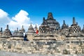 Unidentified people visit Borobudur Temple where is the historical Buddhist relic founded Yogyakarta ,Java ,Indonesia. Royalty Free Stock Photo