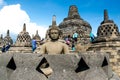 Unidentified people visit Borobudur Temple where is the historical Buddhist relic founded Yogyakarta ,Java ,Indonesia. Royalty Free Stock Photo