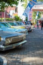 A line-up of Chevrolet Impala sedan in Hotrodiningrat classic car show Royalty Free Stock Photo