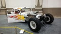White Volkswagen Beetle hotrod on display Kustomfest 2023