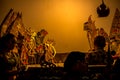 YOGYAKARTA, May 1st 2018: Dalang, the performer of wayang kulit, traditional shadow puppet art form originated from Indonesia Royalty Free Stock Photo