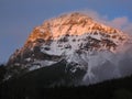 Yoho National Park, Clearing Snowstorm over Mount Stephen in the Canadian Rocky Mountains at Sunset, British Columbia, Canada Royalty Free Stock Photo