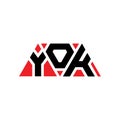 YOK triangle letter logo design with triangle shape. YOK triangle logo design monogram. YOK triangle vector logo template with red Royalty Free Stock Photo