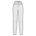 Yoked pants technical fashion illustration with normal waist, high rise, full length, fitted body. Flat casual bottom Royalty Free Stock Photo