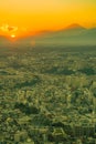 Yokohama city and Mount Fuji and dusk